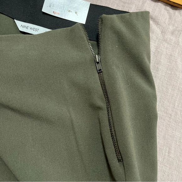 NWT Nine West Side zip high rise flat front pants olive green Plus Size 16 - Picture 6 of 8